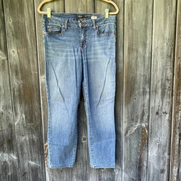 Anthro Level 99 Womens Lily Crop Skinny Straight Leg Mid Rise Med Wash Jeans 30 - Picture 4 of 11